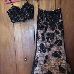 Jovani Two Piece Black Lace Prom Dress